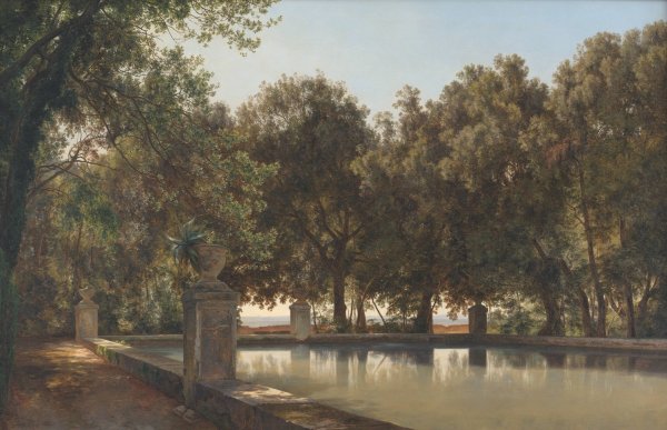The Gardens of the Villa d'Este, Tivoli  by Janus La Cour - Hand-Painted Oil Painting Reproduction