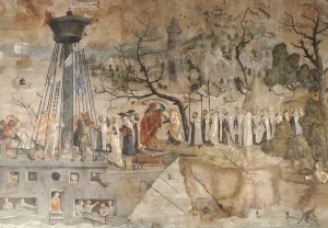 The Carmelites and King St. Louis in 1248 painting by Jerg Ratgeb