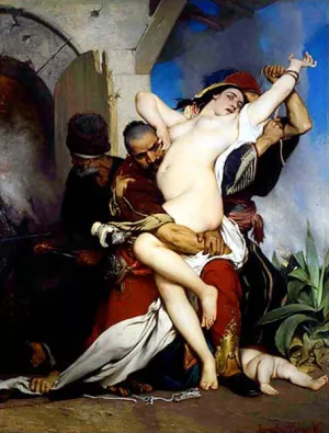 The Abduction of a Herzegovenian Woman by Jaroslav Cermak - Oil Painting Reproduction