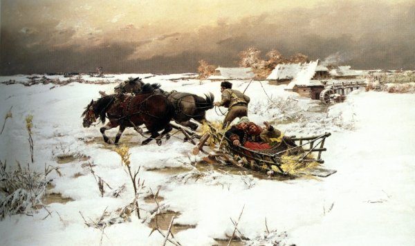 Main Product Photo of The Sledge Ride Painting by Jaroslav Fr. Julius Vesin