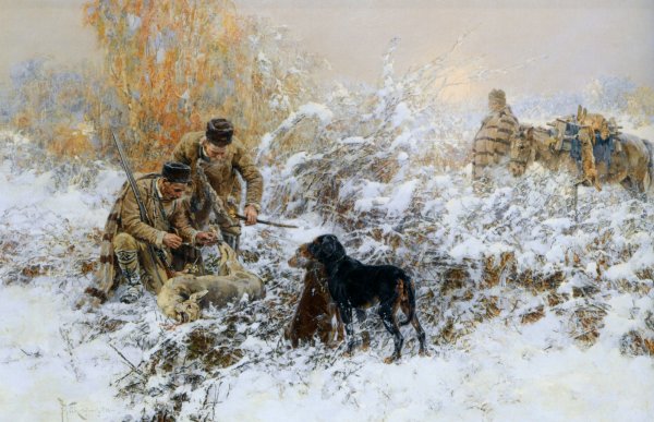 Main Product Photo of Tying Up the Game Painting by Jaroslav Fr. Julius Vesin