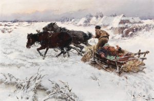 Lustige Schlittenfahrt by Jaroslav Vesin Oil Painting