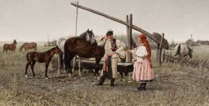 Setkani u studny by Jaroslav Vesin Oil Painting