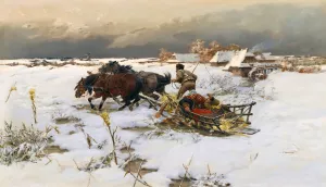 The Sledge Ride Oil painting by Jaroslav Vesin