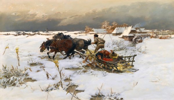 Main Product Photo of The Sledge Ride  Painting by Jaroslav Vesin