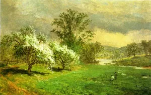 Apple Blossom Time by Jasper Francis Cropsey - Oil Painting Reproduction
