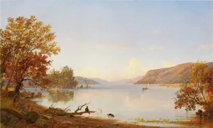 Artist Sketching on Greenwood Lake by Jasper Francis Cropsey - Oil Painting Reproduction
