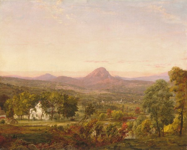 Autumn Landscape, Sugar Loaf Mountain, Orange County, New York  by Jasper Francis Cropsey - Hand-Painted Oil Painting Reproduction