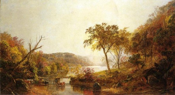 Main Product Photo of Autumn on Ramapo River, New Jersey Painting by Jasper Francis Cropsey