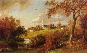 Back of the Village, Hastings-on-Hudson, New York Oil painting by Jasper Francis Cropsey