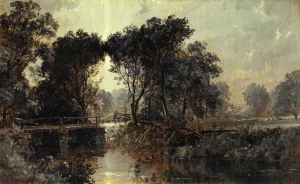 Bridge on the Wawayanda River Oil painting by Jasper Francis Cropsey