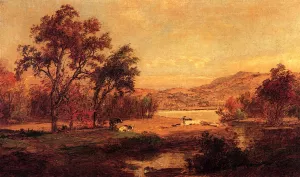 By the Lake by Jasper Francis Cropsey - Oil Painting Reproduction