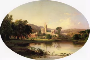 Castle by a Lake by Jasper Francis Cropsey - Oil Painting Reproduction