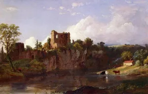 Chepstow Castle on the Wye by Jasper Francis Cropsey - Oil Painting Reproduction
