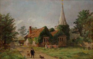 Church at Stoke Poges by Jasper Francis Cropsey Oil Painting