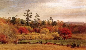 Conversation at the Fence by Jasper Francis Cropsey - Oil Painting Reproduction