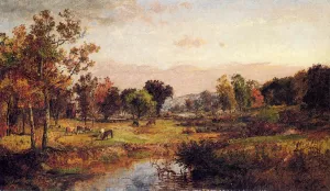 Farm Along the River by Jasper Francis Cropsey - Oil Painting Reproduction