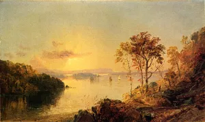 Figures on the Hudson River by Jasper Francis Cropsey - Oil Painting Reproduction
