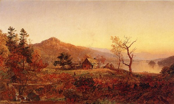 Main Product Photo of Fisherman's Hut, Greenwood Lake Painting by Jasper Francis Cropsey