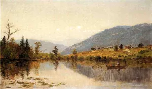 Fishing on a Lake Oil painting by Jasper Francis Cropsey