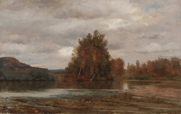 Gray Day on the Esopus  by Jasper Francis Cropsey - Hand-Painted Oil Painting Reproduction