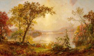 Greenwood Lake, Autumn on the Hudson by Jasper Francis Cropsey Oil Painting