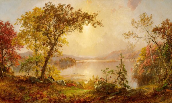 Main Product Photo of Greenwood Lake, Autumn on the Hudson  Painting by Jasper Francis Cropsey