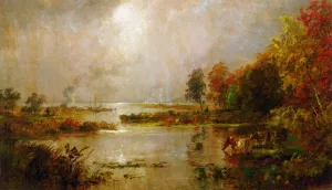 Hackensack Meadows by Jasper Francis Cropsey Hackensack Meadows by Jasper Francis Cropsey Oil Painting