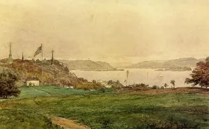 Looking North on The Hudson by Jasper Francis Cropsey Oil Painting