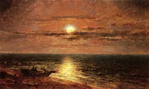 Moonlit Seascape by Jasper Francis Cropsey Moonlit Seascape by Jasper Francis Cropsey Oil Painting