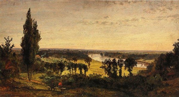Richmond Hill and the Thames, London by Jasper Francis Cropsey - Hand-Painted Oil Painting Reproduction