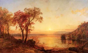 Sunset at Greenwood Lake by Jasper Francis Cropsey Oil Painting