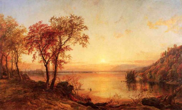 Main Product Photo of Sunset at Greenwood Lake Painting by Jasper Francis Cropsey