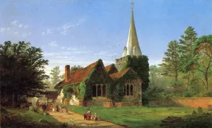 The Church at Stoke Poges by Jasper Francis Cropsey - Oil Painting Reproduction