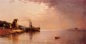 The Side-Wheeler 'The City of St. Paul' on The Missippippi River, Dubuque, Iowa Oil painting by Jasper Francis Cropsey