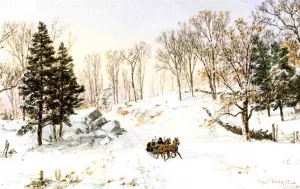 Winter on Rivensdale Road, Hastings-on-Hudson, New York by Jasper Francis Cropsey - Oil Painting Reproduction