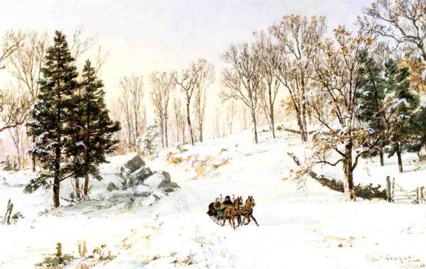 Main Product Photo of Winter on Rivensdale Road, Hastings-on-Hudson, New York Painting by Jasper Francis Cropsey