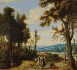 Tobias And The Angel by Jasper Van Der Laanen Oil Painting
