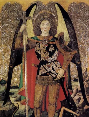 The Archangel St Michael by Jaume Huguet - Oil Painting Reproduction
