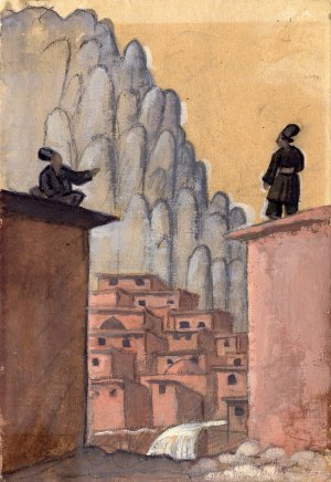Kurds on the Roof by Jazeps Grosvalds Oil Painting