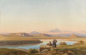 Paysage italien by Jean-Achille Benouville Oil Painting