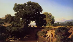 View in the Roman Countryside by Jean-Achille Benouville - Oil Painting Reproduction