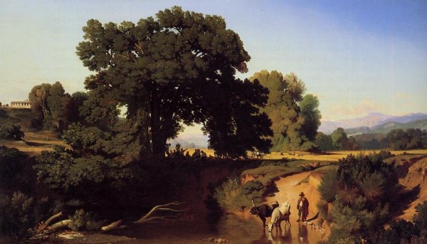 View in the Roman Countryside by Jean-Achille Benouville - Hand-Painted Oil Painting Reproduction