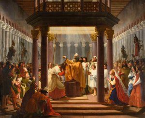 Bapteme de Clovis by Jean Alaux Oil Painting
