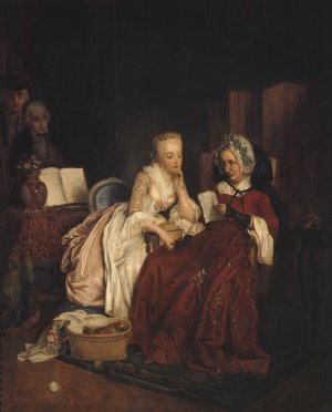 La Demande en mariage by Jean-Alphonse Roehn Oil Painting