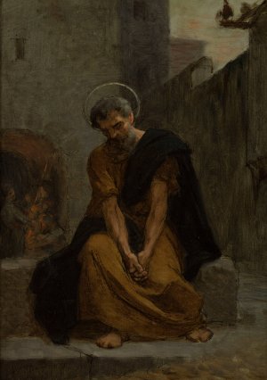 The Repentance of Saint Peter by Jean Andre Rixens Oil Painting