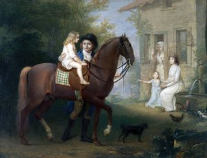 Le Peintre et sa famille, devant une maison de campagne by Jean-Antoine Laurent Oil Painting