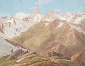 View of the Massif of Mont Blanc by Jean-Antoine Linck Oil Painting