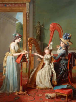The Harp Lesson by Jean Antoine Theodore Giroust Oil Painting
