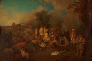 Bivouac by Jean-Antoine Watteau Oil Painting